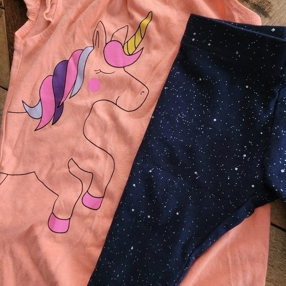 Unicorn baby girl top and bottom set 3-6m - Picture 3 of 6